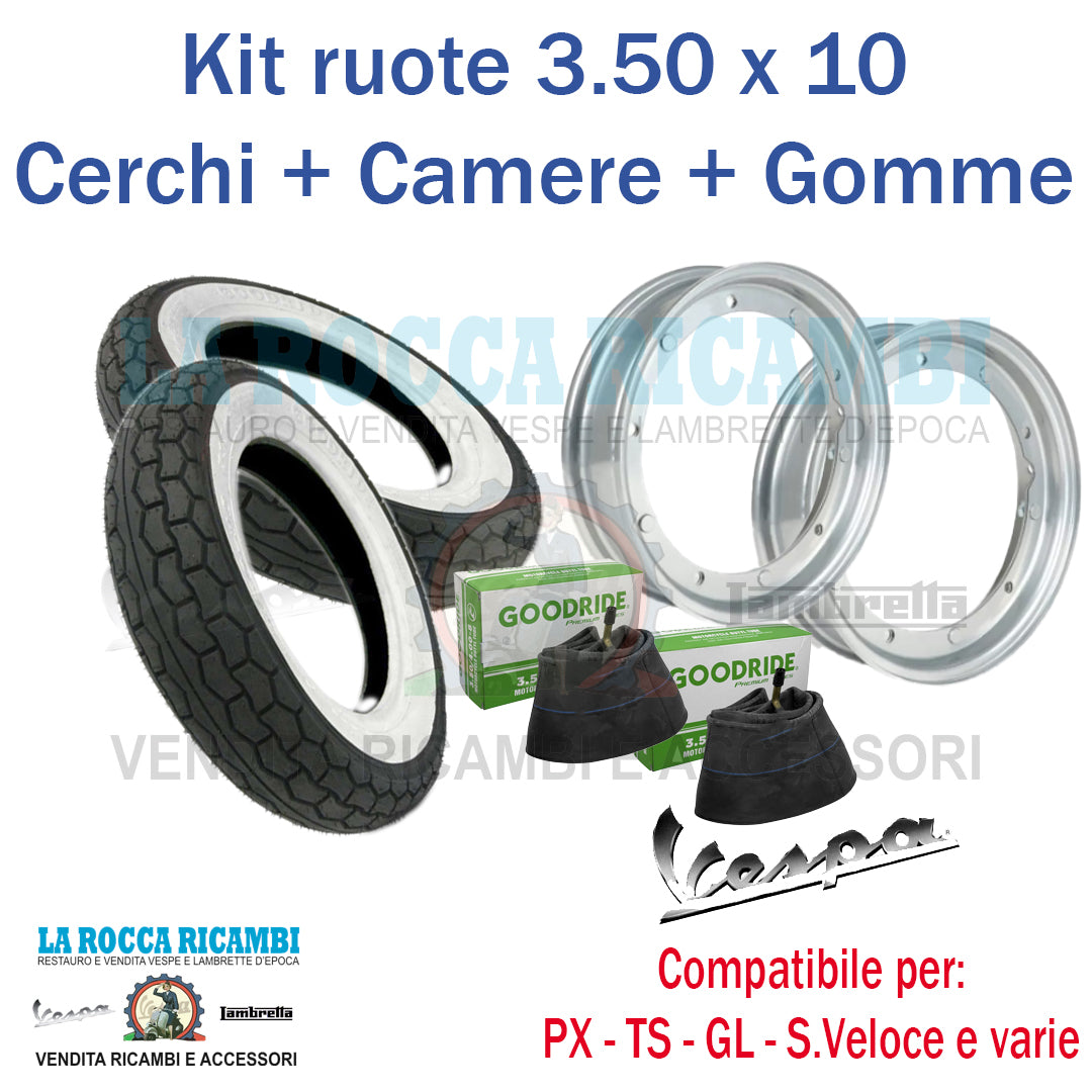 Kit completo 2 ruote Vespa PX - TS - SPRINT / S.VELOCE - GT / GTR - GL 3.50 x 10