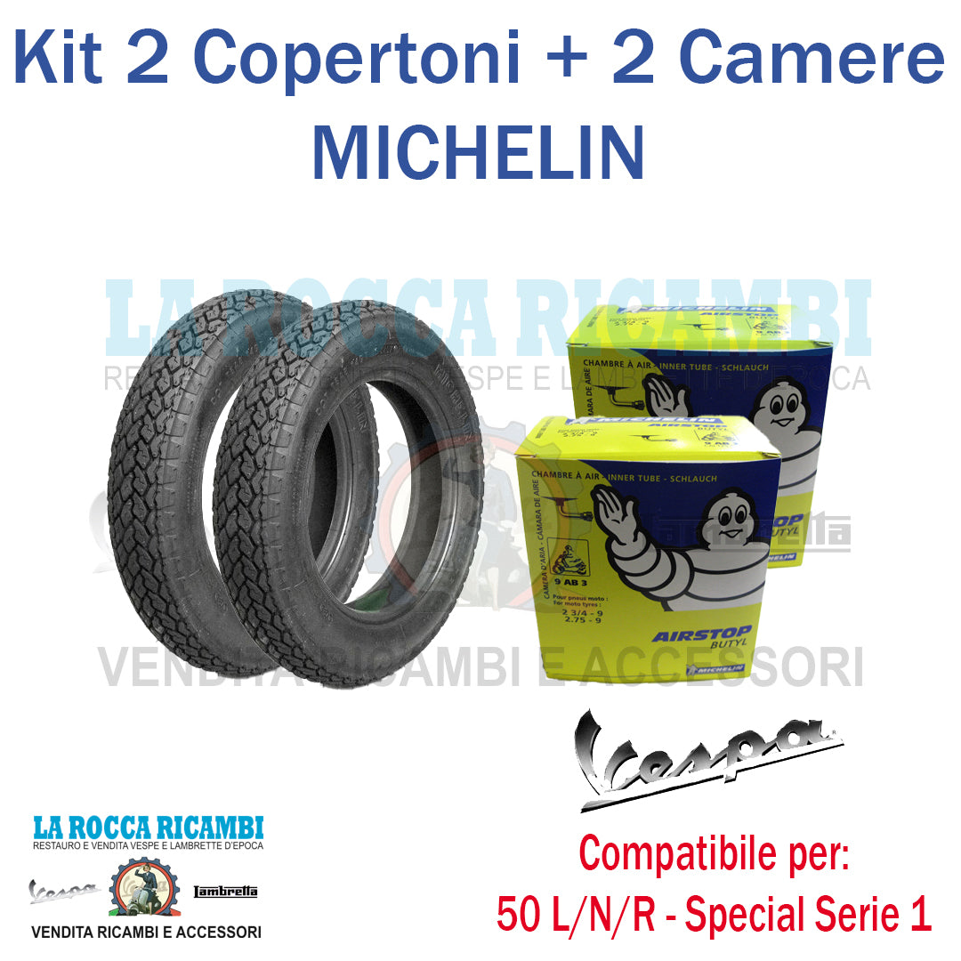 Kit 2 Copertoni Michelin + 2 Camere Michelin 2.75 x 9