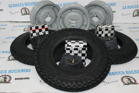 KIT 3 COPERTONI - 3 CERCHI- 3 CAMERA D'ARIA 3,50 X 8 VESPA V30-33 VM1/2 VL1/2 VB1 VBB