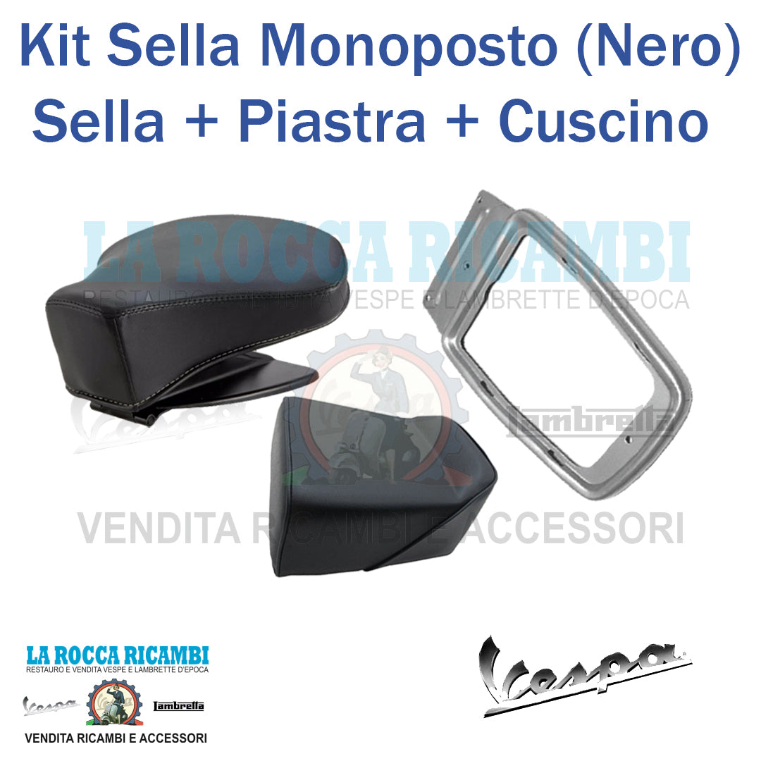 Kit Sella monoposto + piastra posteriore + Cuscino(Colore Nero)Vespa 50 SPECIAL