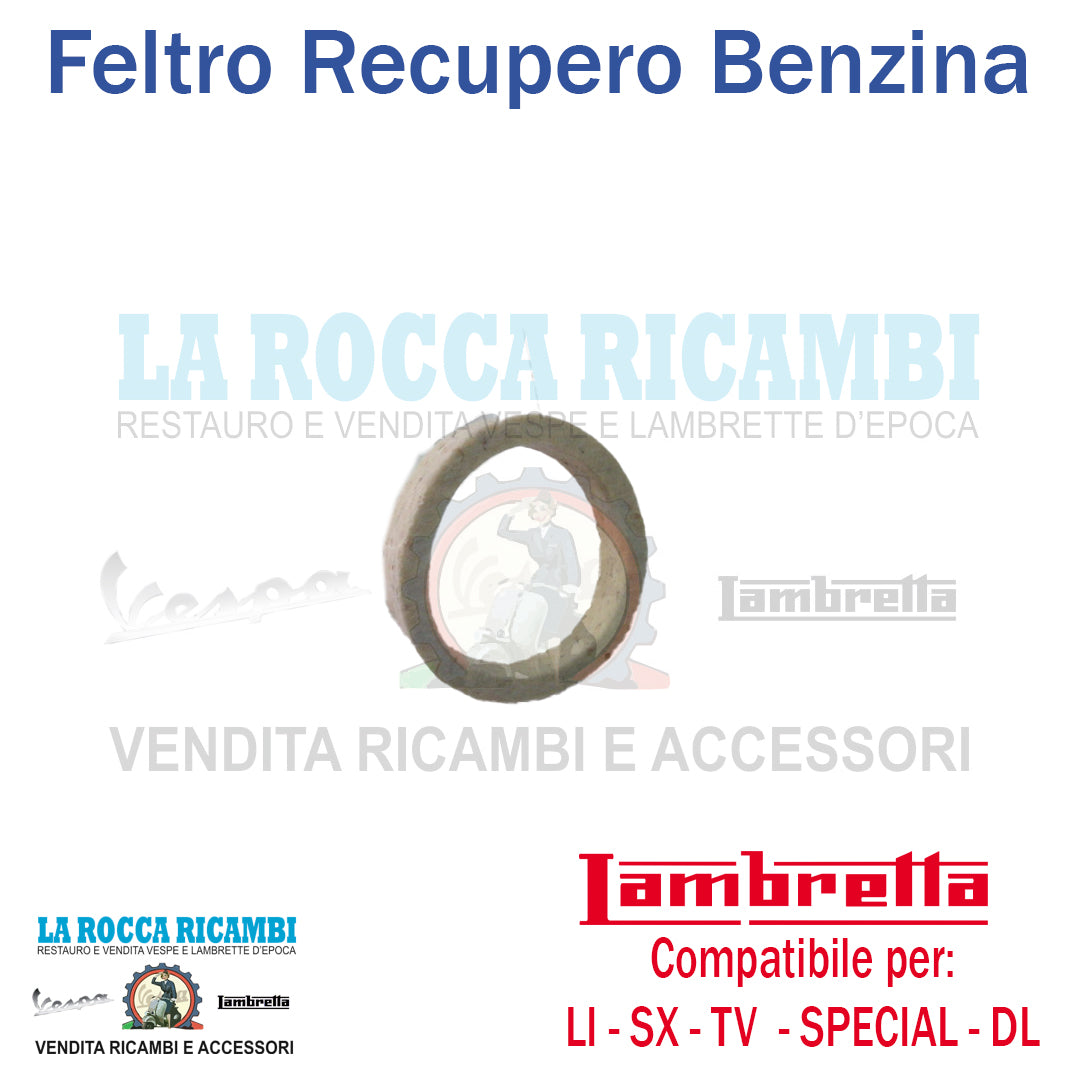 Feltro per vaschetta carburante recupero benzina Lambretta LI / TV / SX / SPECIAL / DL Dal 1958 AL 1970