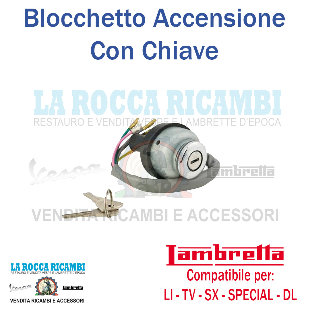 Blocchetto Di Accensione Con Chiave Lambretta TV - DL - SPECIAL - SX Dal 1957 Al 1970