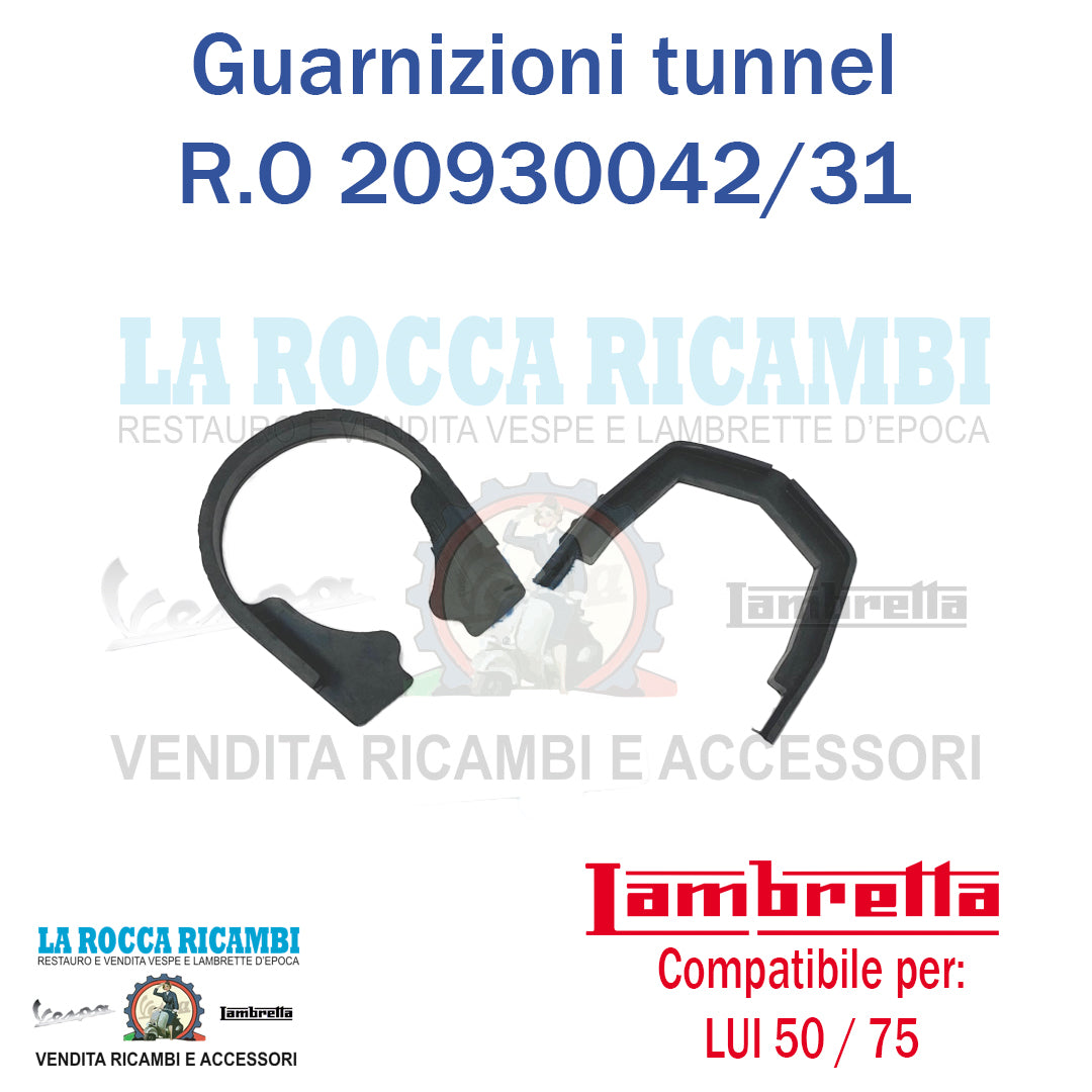 Guarnizioni in gomma per tunnel centrale Lambretta LUI 50 / 75