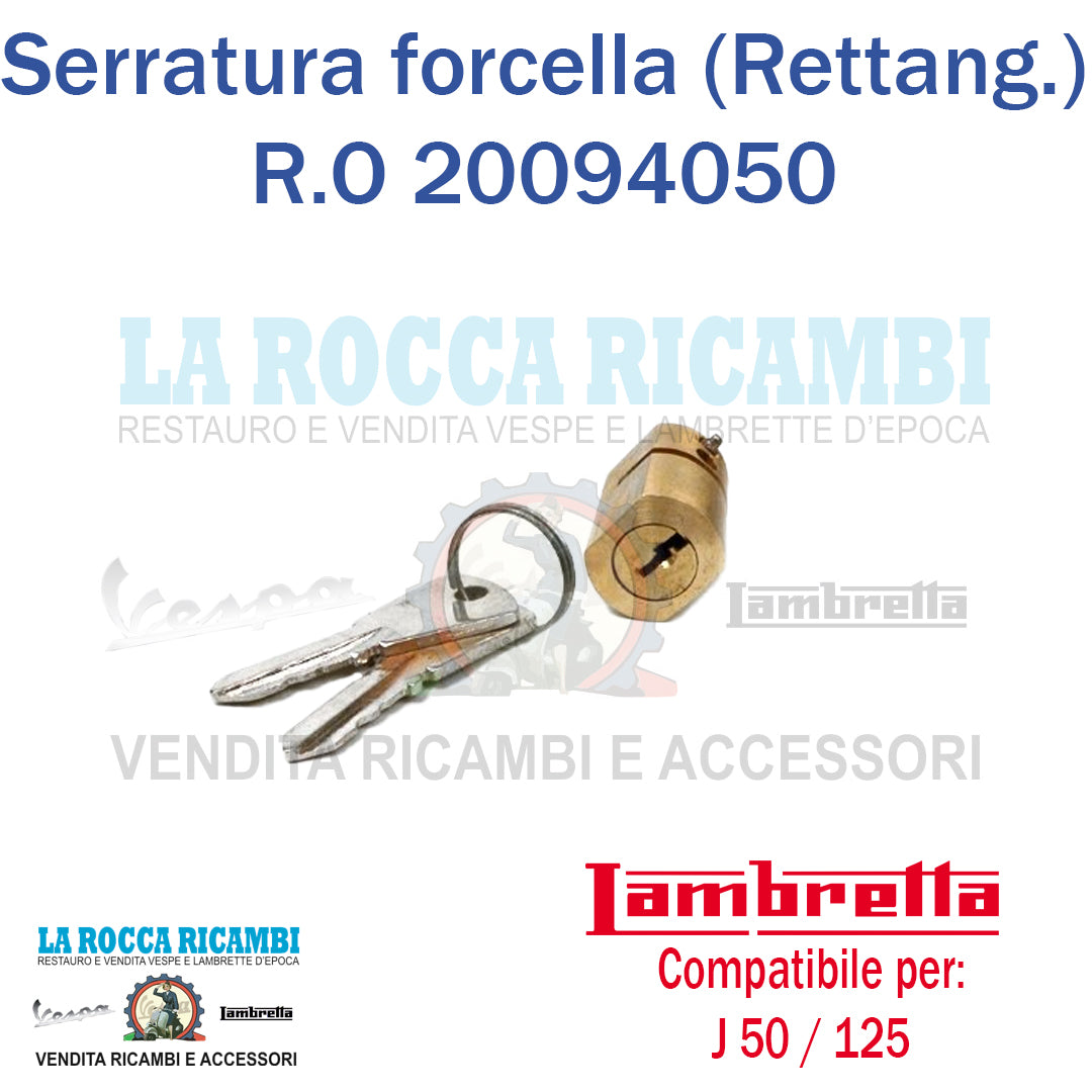 Serratura Bloccasterzo Forcella Lambretta J 50 / J 125 Sede Rettangolare