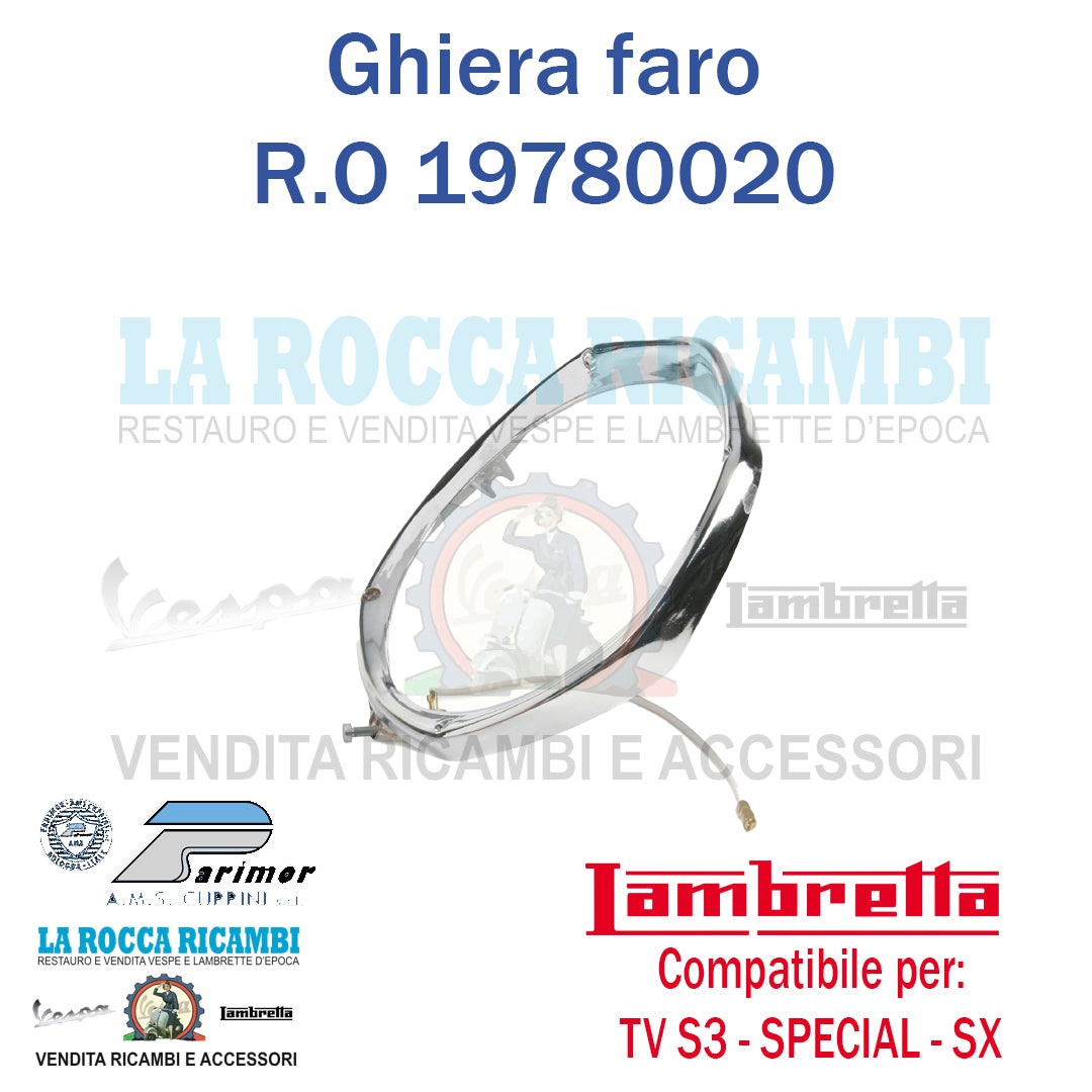 Ghiera / Cornice Faro Lambretta Special 125/150 - SX 150/200 - TV 175 Serie 3