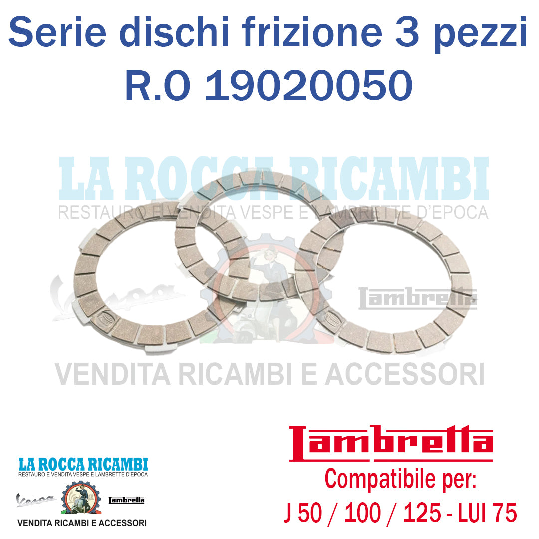 Dischi Frizione 3 Dischi Lambretta J 50 / 100 / 125 - LUI 75