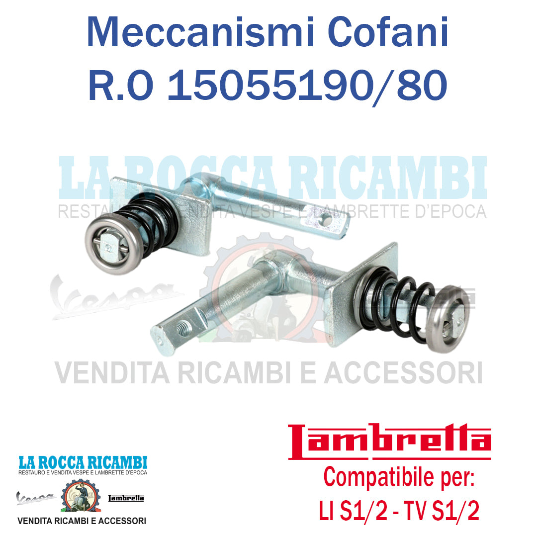 Meccanismi Chiusura Cofani Complete Lambretta LI 125/150 Serie 1/2 - TV 175 Serie 1/2