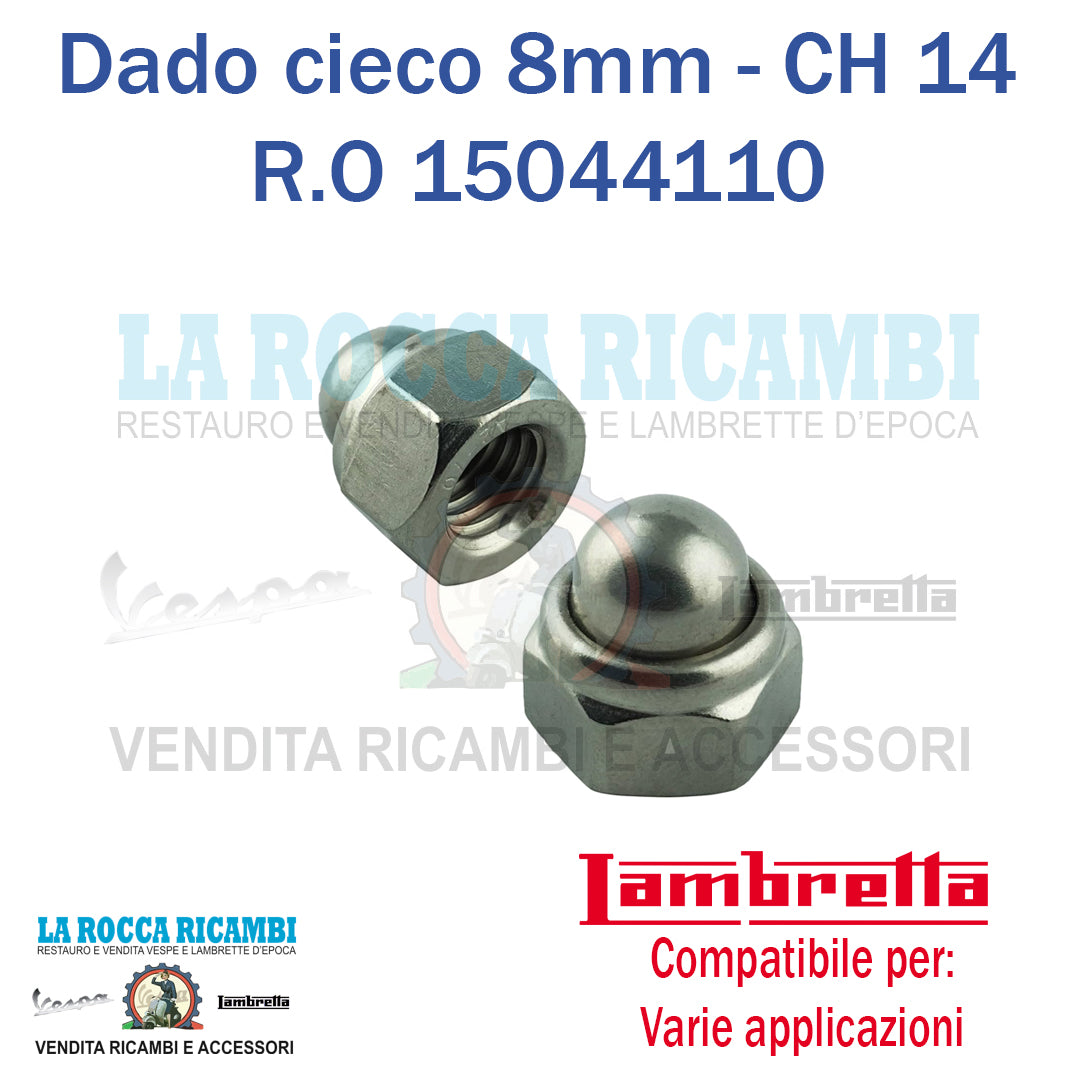 Dado Autobloccante Da 8 MM CH14 Per Ruota Lambretta LI - TV - SX - SPECIAL - DL - J 50/100/125
