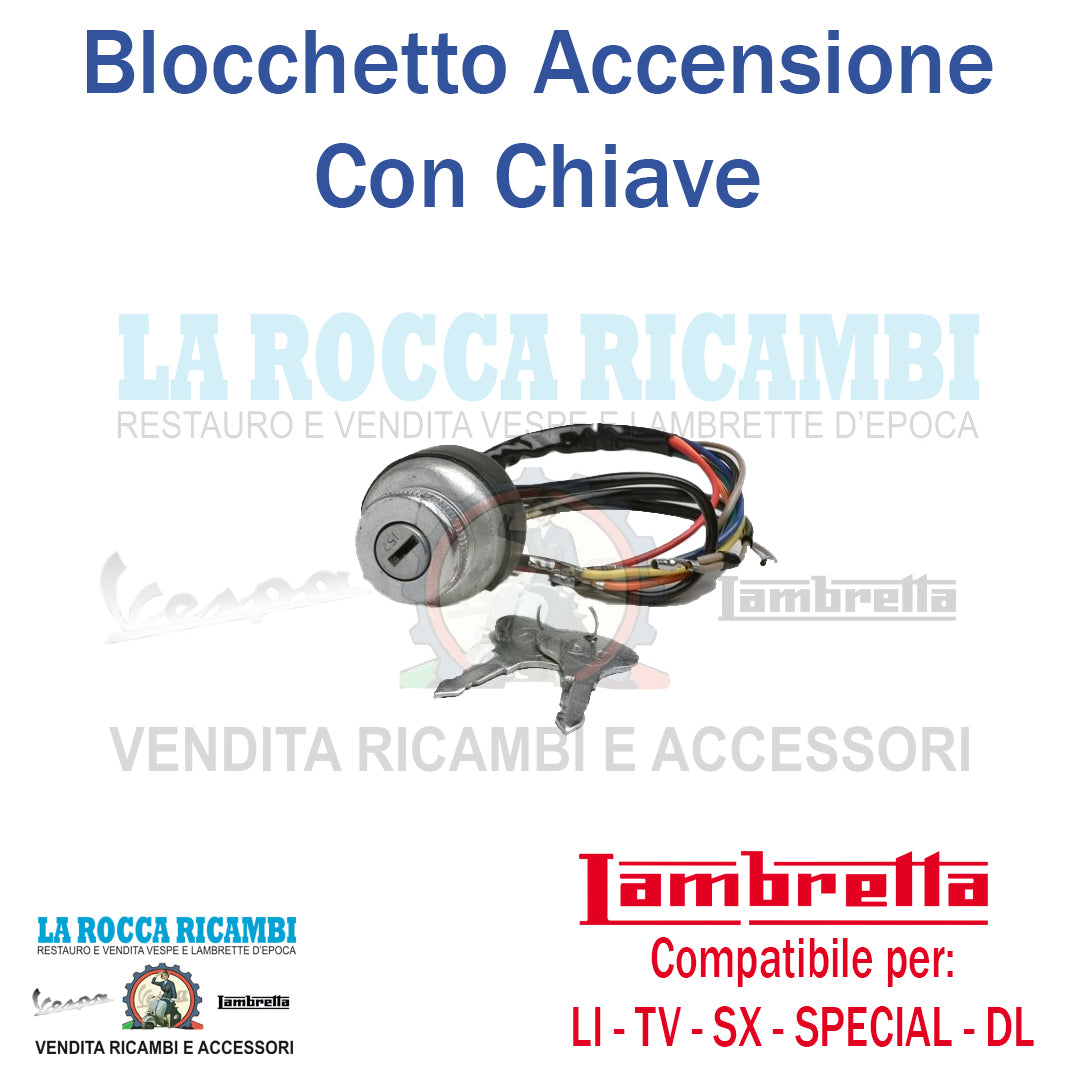 Blocchetto Di Accensione Con Chiave Lambretta TV - DL - SPECIAL - SX (Cavo Nero)