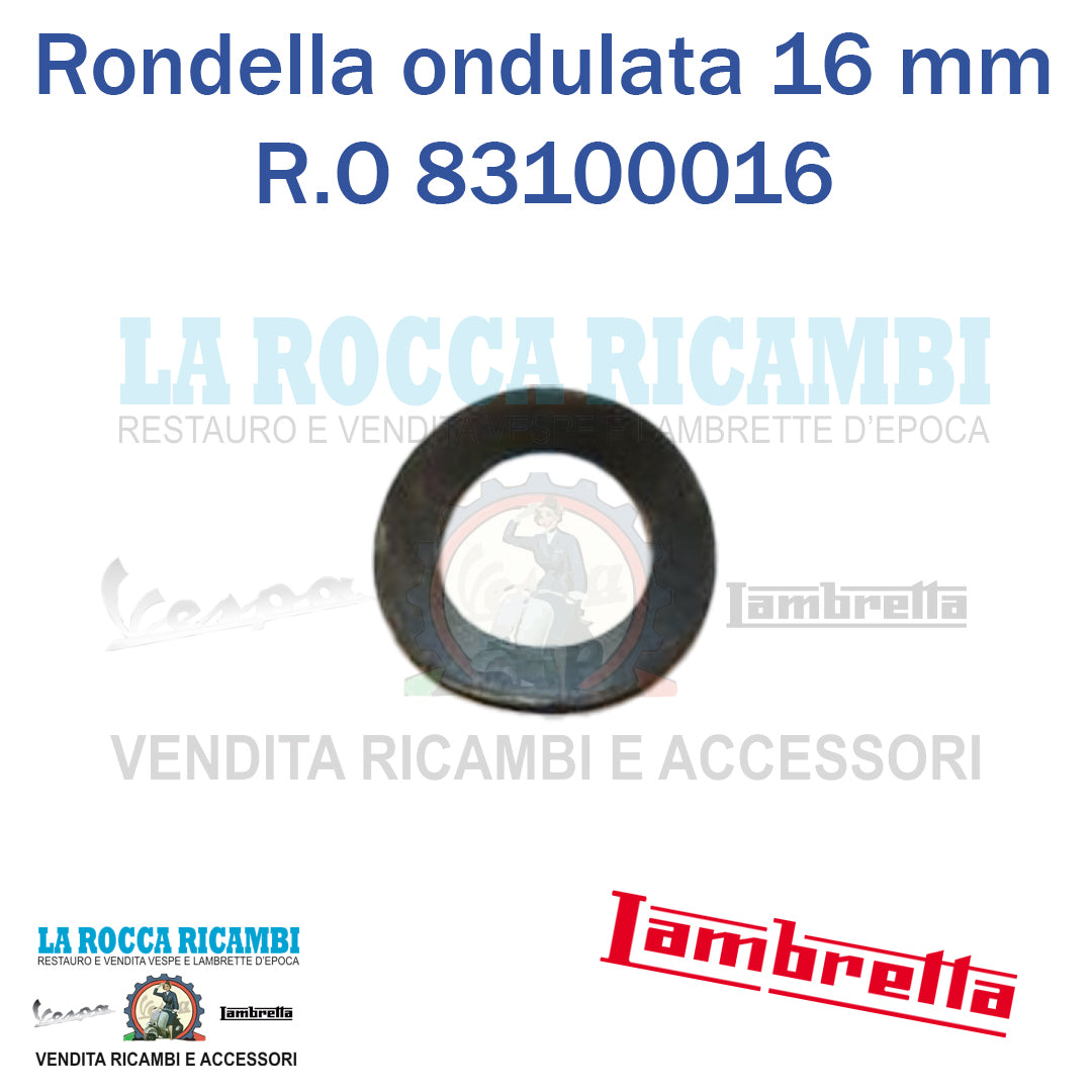 Rondella ondulata 16 mm per perno motore / tamburo posteriore Lambretta LI/TV/SPECIAL/SX/DL - R.O 83100016