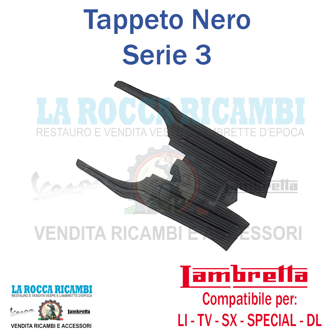 Tappeto Pedana Lambretta LI - TV Serie 3 / SX / SPECIAL / DL (Nero)