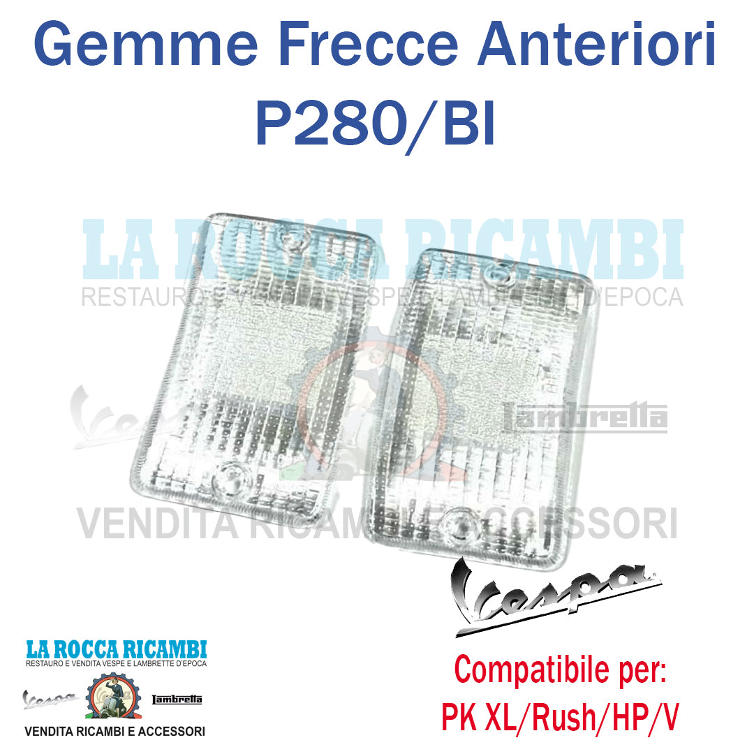 Plastiche Frecce Anteriori Vespa PK XL/RUSH/N/HP - Colore Bianco Trasparente