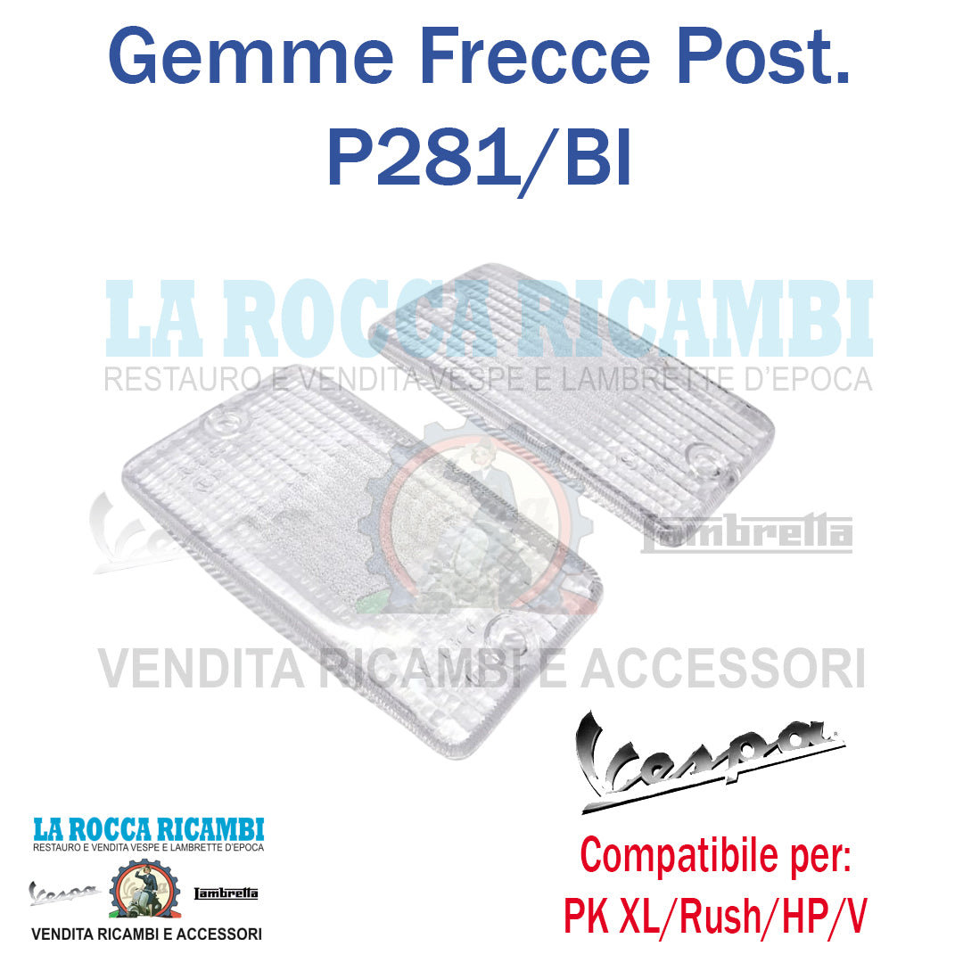Plastiche Frecce Posteriori Vespa PK XL/RUSH/N/HP - Colore Bianco Trasparente