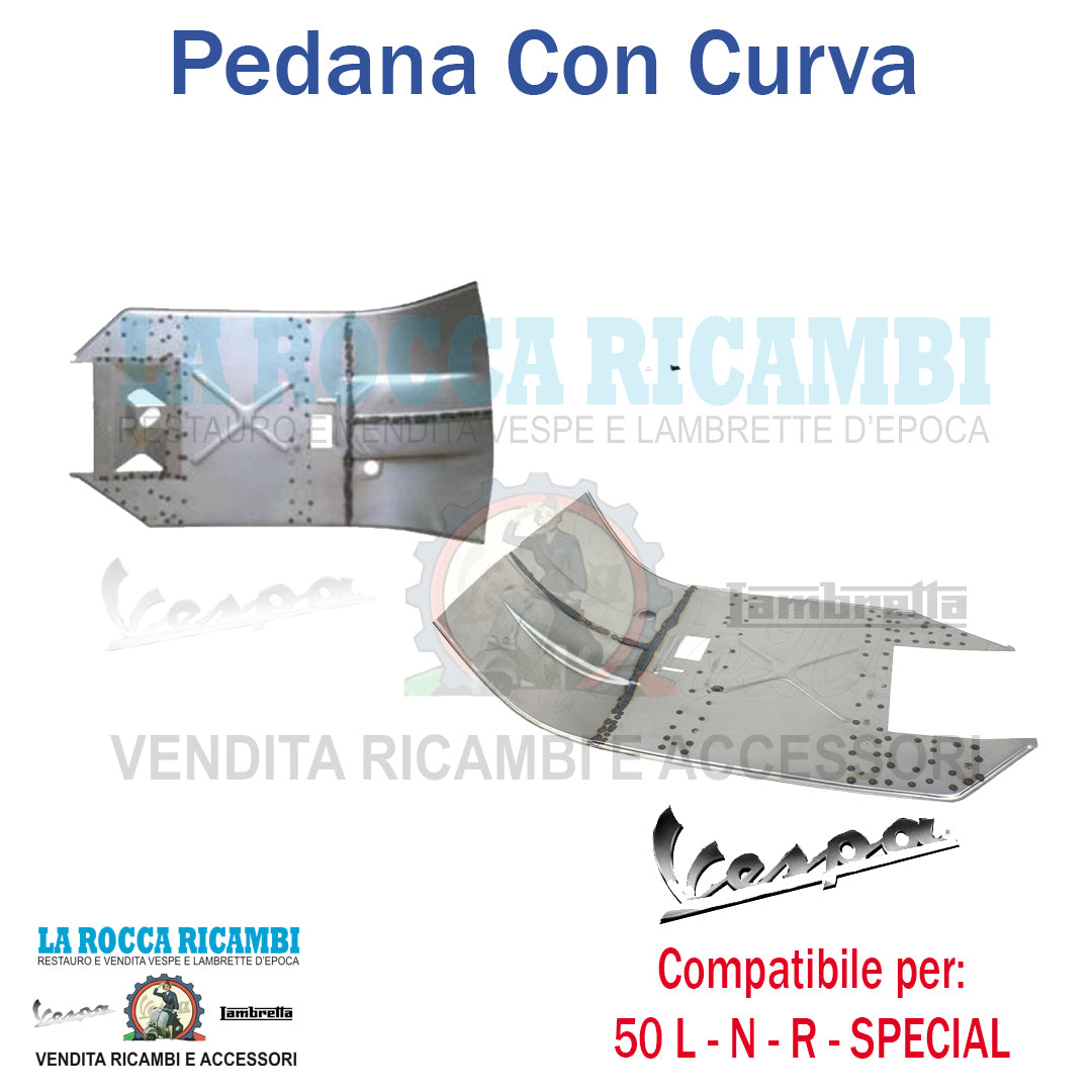 Pedana con curva Vespa 50 L / N / R / SPECIAL Lunga 50 cm completa di rinforzi