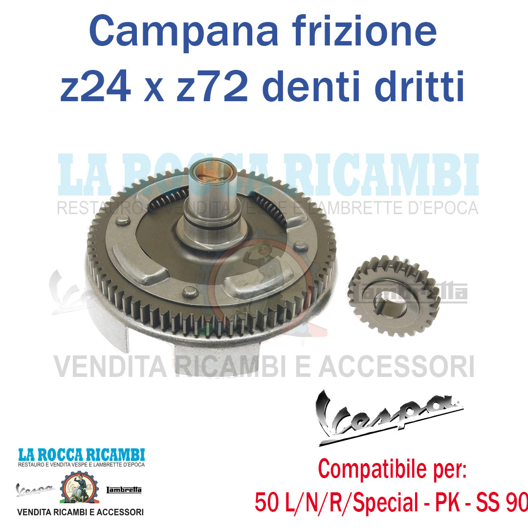 Campana Trasmissione Frizione 24/72 Denti Dritti Piaggio Ape/Vespa 50/125