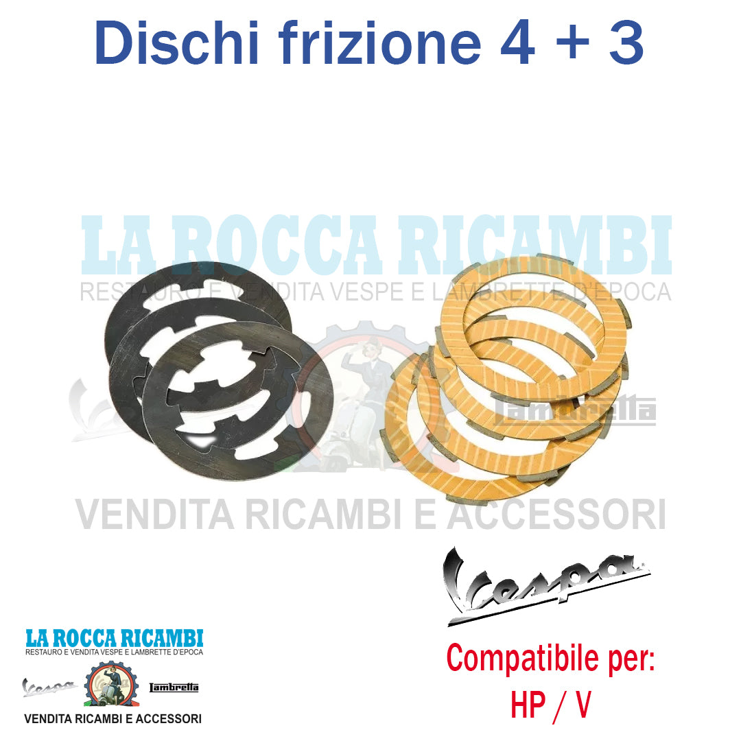 Kit Dischi Frizione Completa 4 Dischi + 3 Vespa 50/125 HP / V