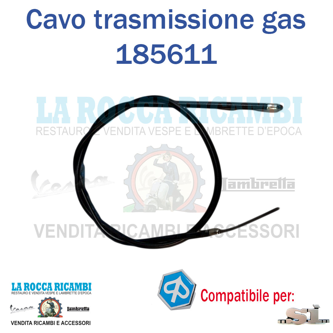 Cavo trasmissione gas Piaggio SI guaina nera - Originale 185611