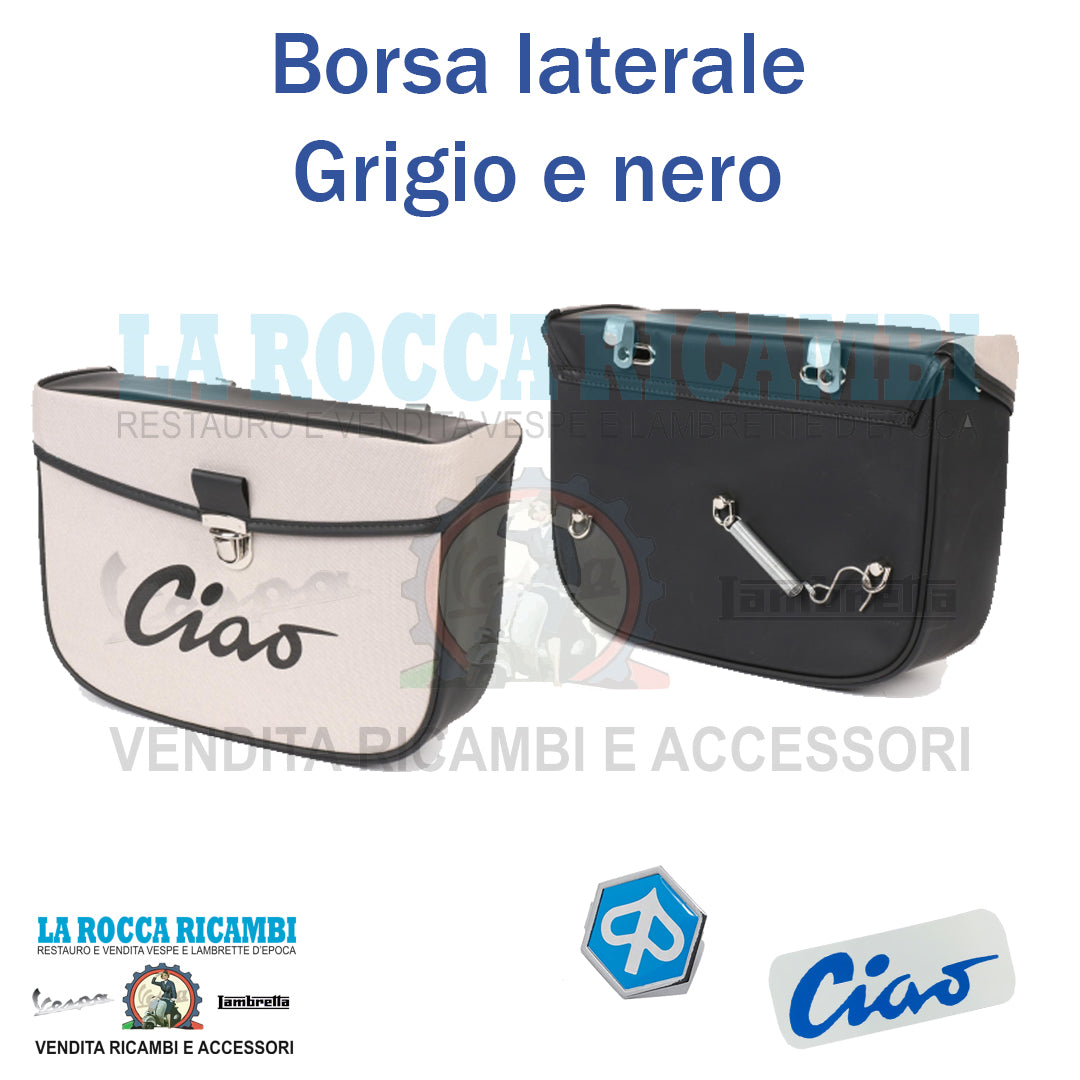 Borsa sacca posteriore laterale per ciclomotori PIAGGIO CIAO colore grigio e nero