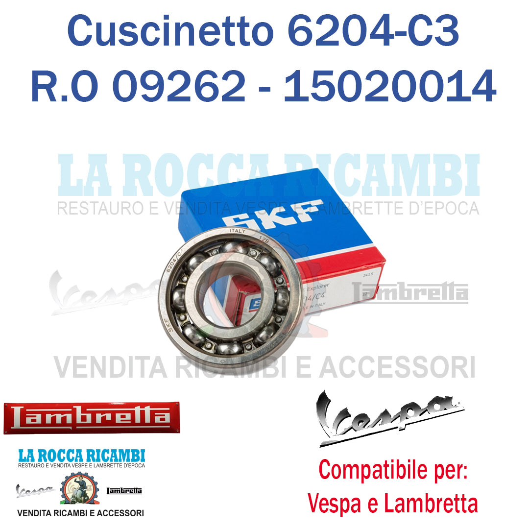 Cuscinetto SKF 6204 / C3 20 x 47 x 14 Vespa 50 L/N/R/SPECIAL/PK S/XL R.O 090131