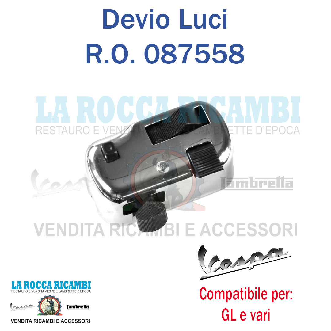 Commutatore Devio Luci Vespa GL - VLA - R.O 087558 (per impianto con batteria)