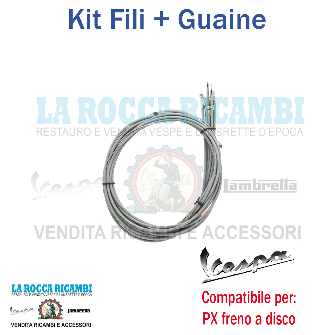 Kit Trasmissioni Fili + Guaine Vespa PX 125 / 150 Freno A Disco Millenium