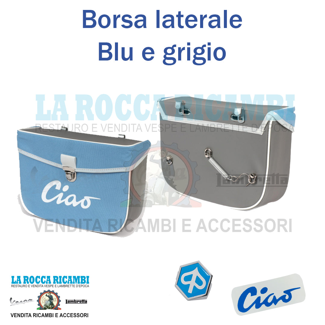 Borsa sacca posteriore laterale per ciclomotori PIAGGIO CIAO colore blu e grigio