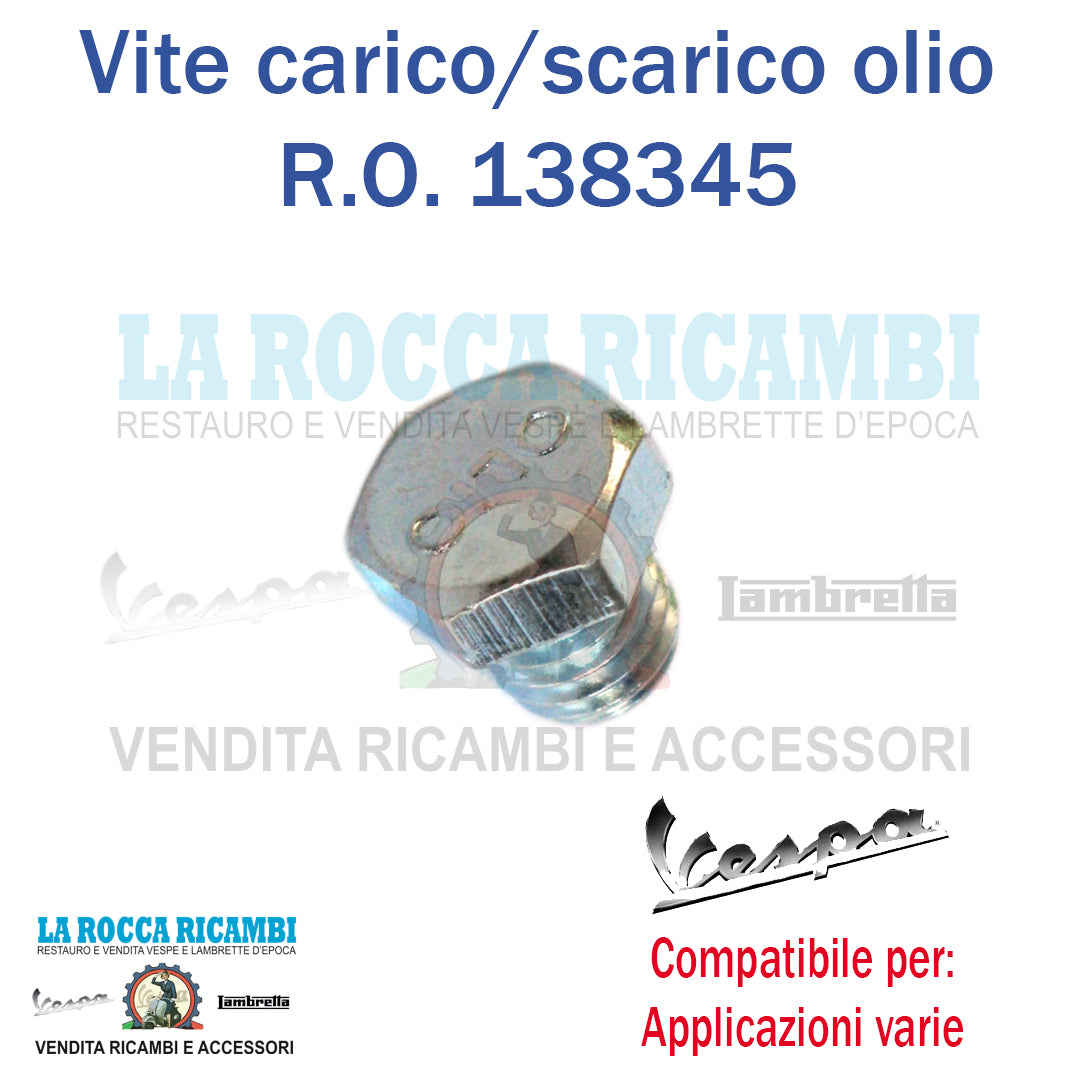 Vite Tappo Scarico/Carico Olio Vespa 50 / PK / ET3 - R.O 138345