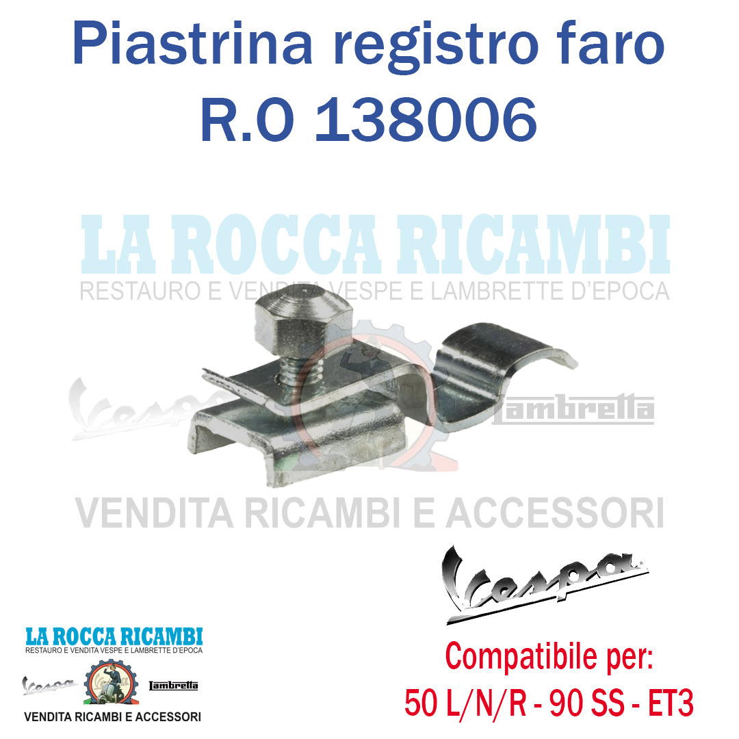 Piastrina Registro Fermo Faro Vespa 50 L/N/R-90SS-125 ET3/PRIMAVERA - R.O 138006