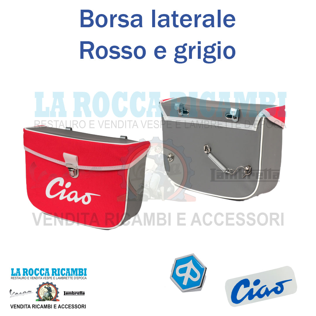 Borsa sacca posteriore laterale per ciclomotori PIAGGIO CIAO colore grigio e rosso