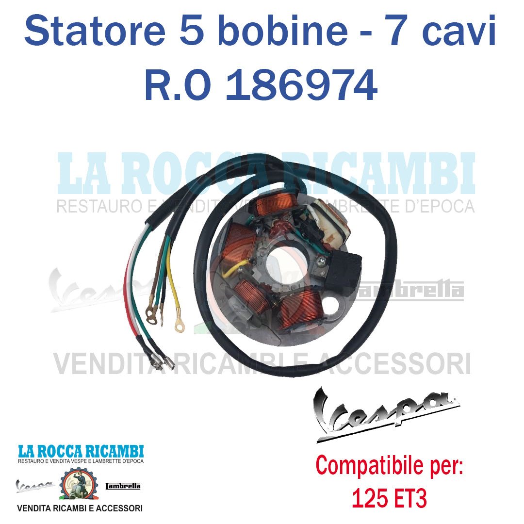 Statore Magnete a 5 Bobine e 7 Cavi Vespa ET3 - R.O186974