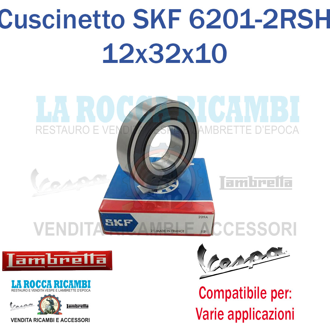 Cuscinetto 12 X 32 X 10 Piccolo Mozzo Anteriore Lato Tappo (6201-2RSH) 2 Lati Schermati
