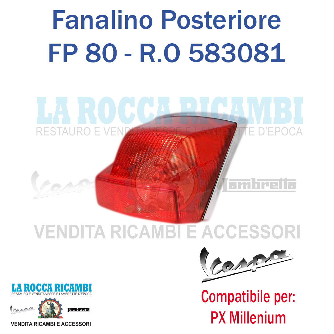 Fanalino Fanale Posteriore con bordino cromato Vespa PX125 150 200 Millenium
