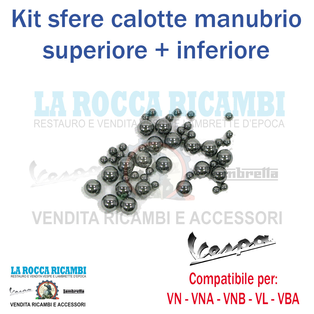 Kit Sfere Calotte Sterzo Superiori Inferiori Vespa VN VNA VNB VL1 VB1 VBA