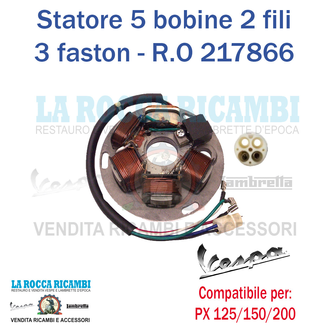 Statore Vespa PX Senza Avviamento El. 5 Bobine 2 Fili - R.O 217866