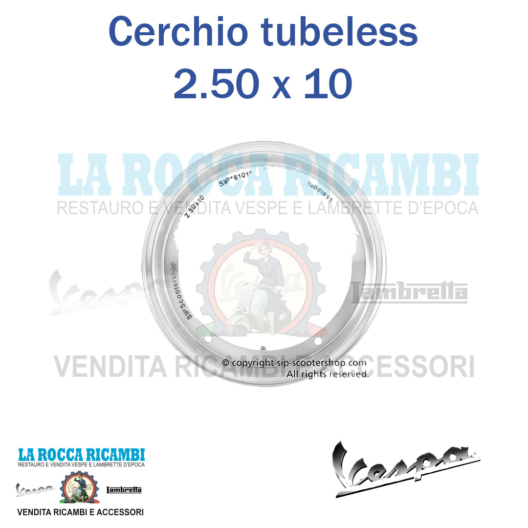 Cerchio Tubeless SIP 2.50 x 10 Vespa 50 - PX - ET3 - TS - GL