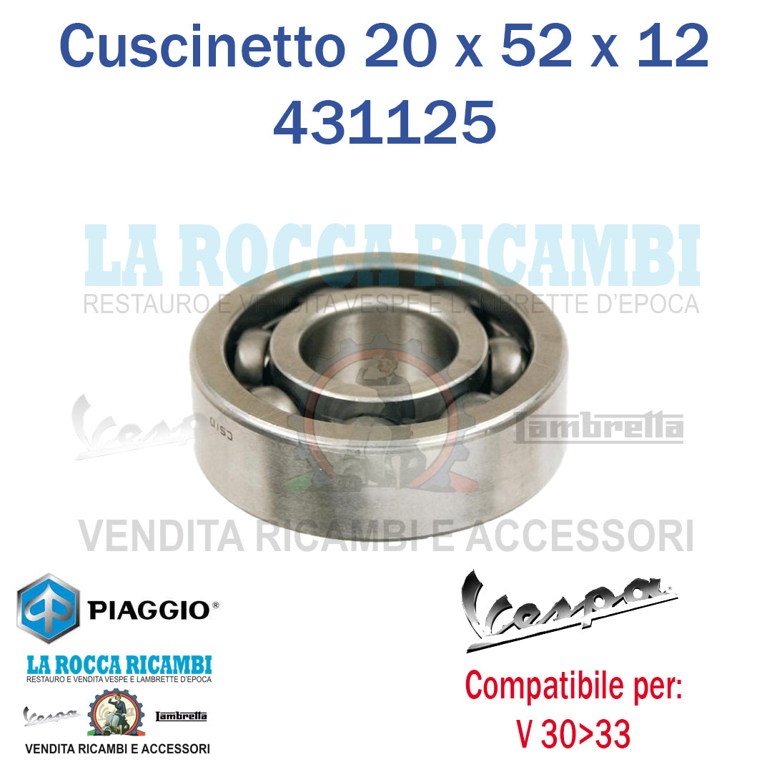 Cuscinetto Albero Motore, Frizione, Volano 20 - 52 - 12 Vespa V 30 - V 31 - V 32