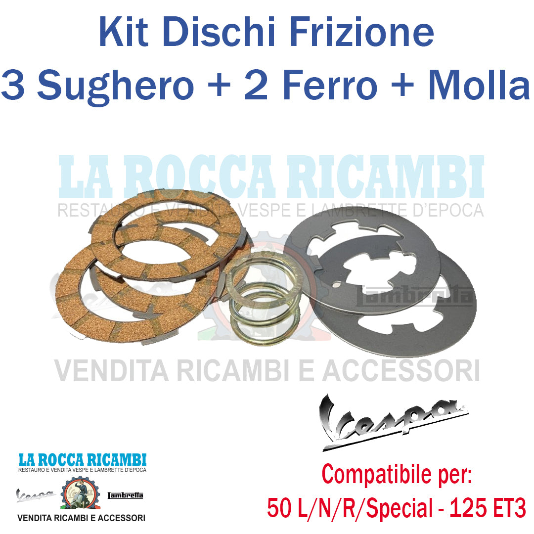 Kit Dischi Frizione 3 + 2 In Ferro + Molla Rinforzata Vespa 50 - PRIMAVERA 125