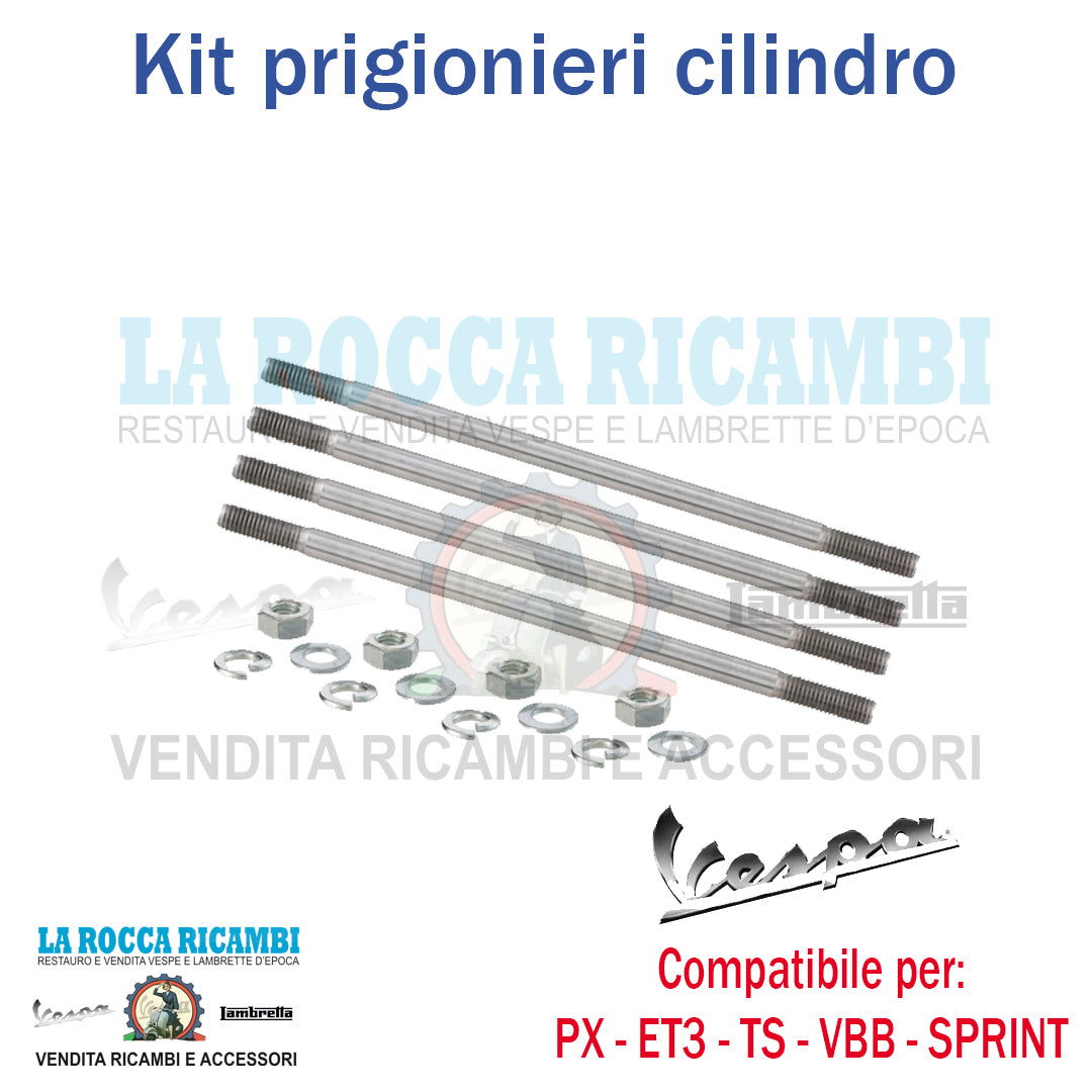 Kit Prigionieri e Bulloni Fissaggio Cilindro Vespa PX - Primavera - VBB - TS - ET3 - PK - HP / V