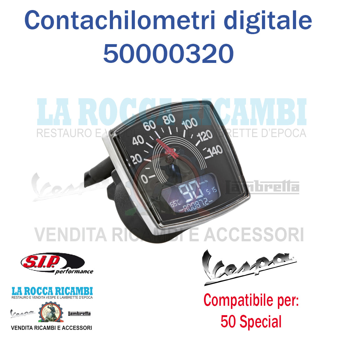 Contachilometri Digitale + Contagiri Vespa 50 SPECIAL Scala 140 KMH