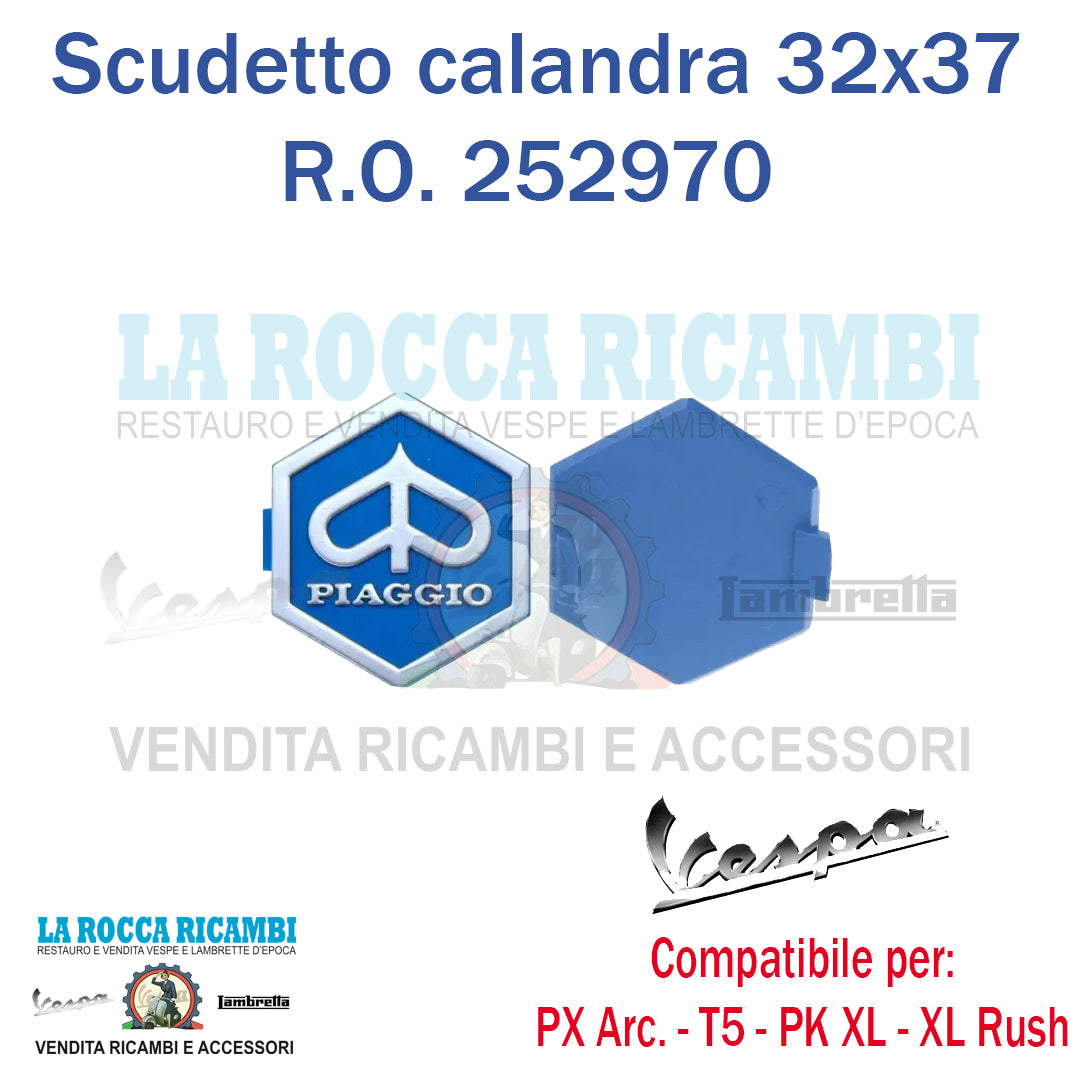 Scudetto Esagonale Calandra A Incastro 32x37mm Vespa PX Arcobaleno - T5 - PK XL - XL RUSH