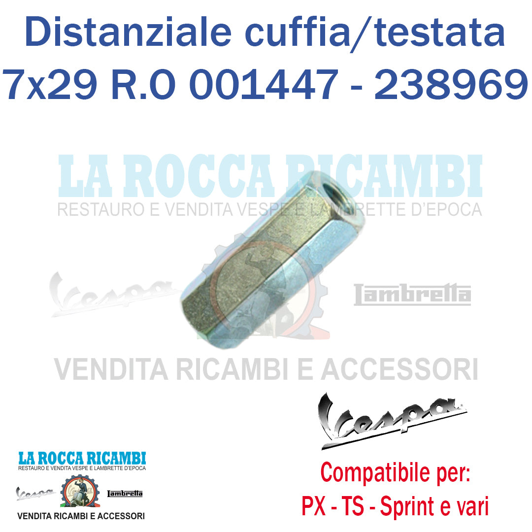 Distanziale tra cuffia e testata motore Vespa PX - TS - SPRINT e vari 7 x 29 mm