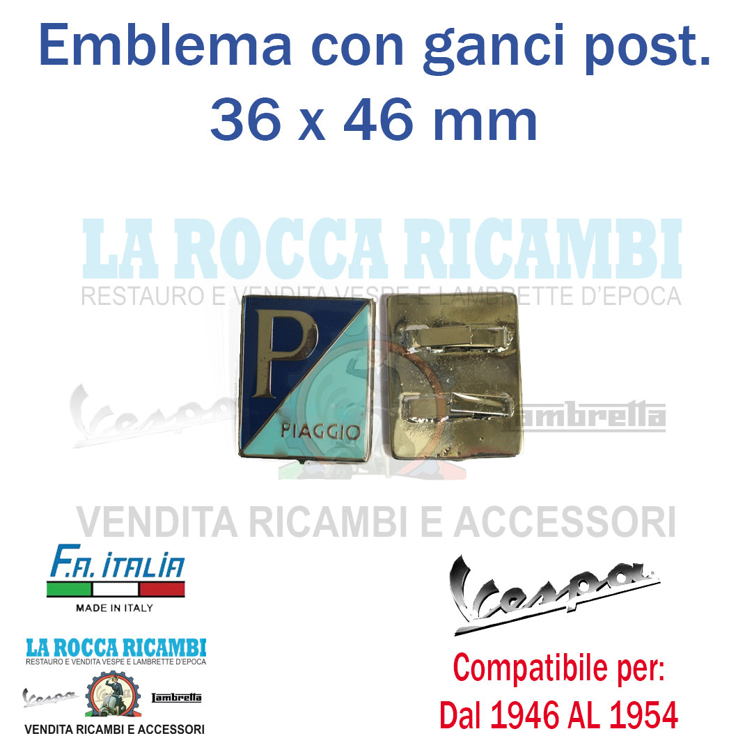 Scudetto Centrale "PIAGGIO" 36 x 46 con ganci posteriori Vespa Fino al 1953 (VM1)
