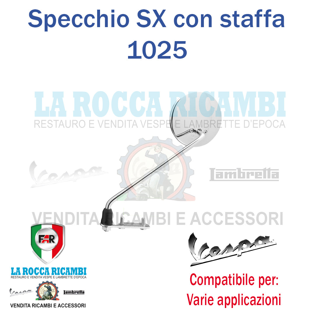 Specchio SX Cromato Con Staffa FAR