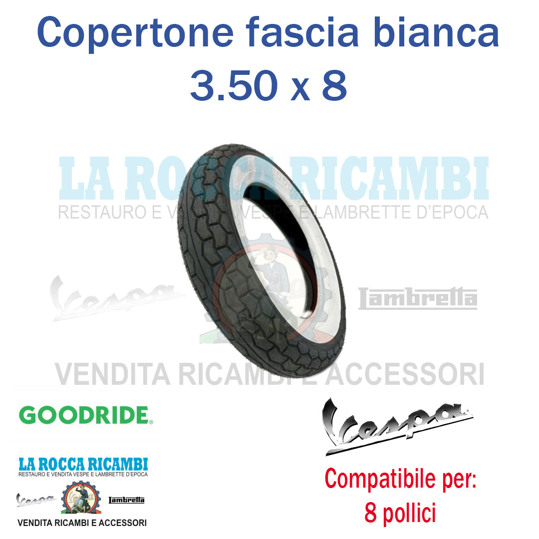 Copertone GOODRIDE Fascia Bianca 3.50 x 8 Vespa VBB / VNB / VBA