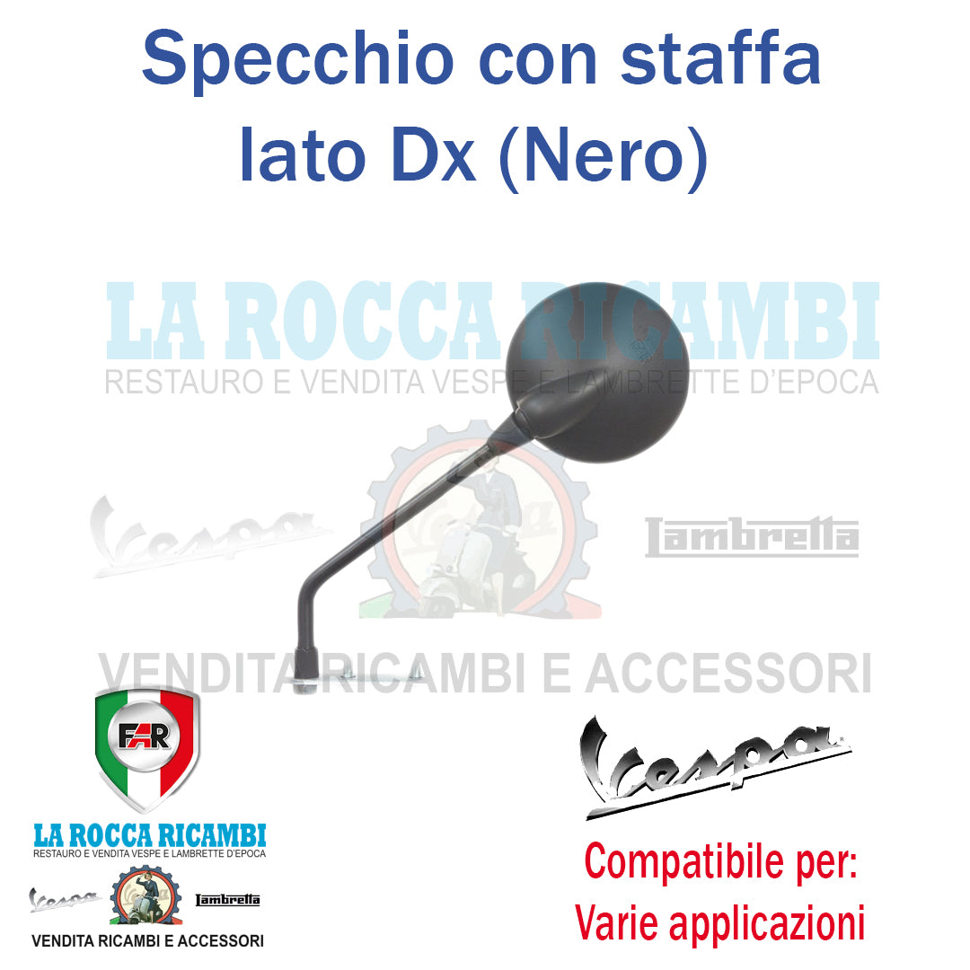 Specchio retrovisore FAR con staffa Lato Destro DX (NERO)