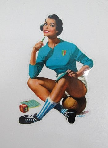 Adesivo PinUp Condivisa Nazionale Calcio Italiana per Vespa e Lambretta