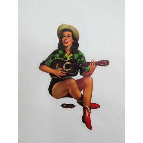 Adesivo PinUp con chitarra per Vespa e Lambretta