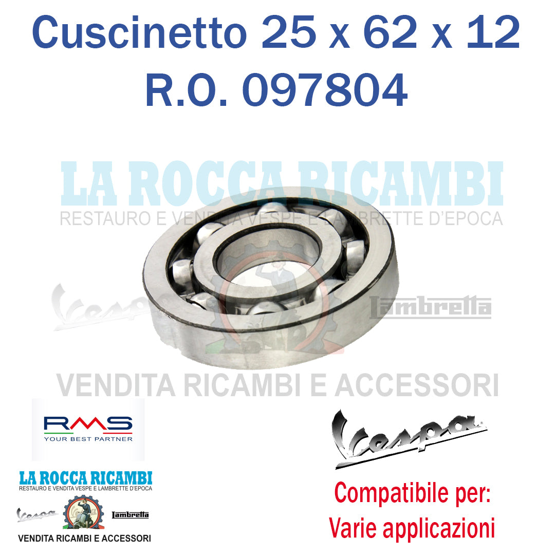 Cuscinetto Albero Motore 25 - 62 - 12 Lato Frizione Dal 1953 Al 1978
