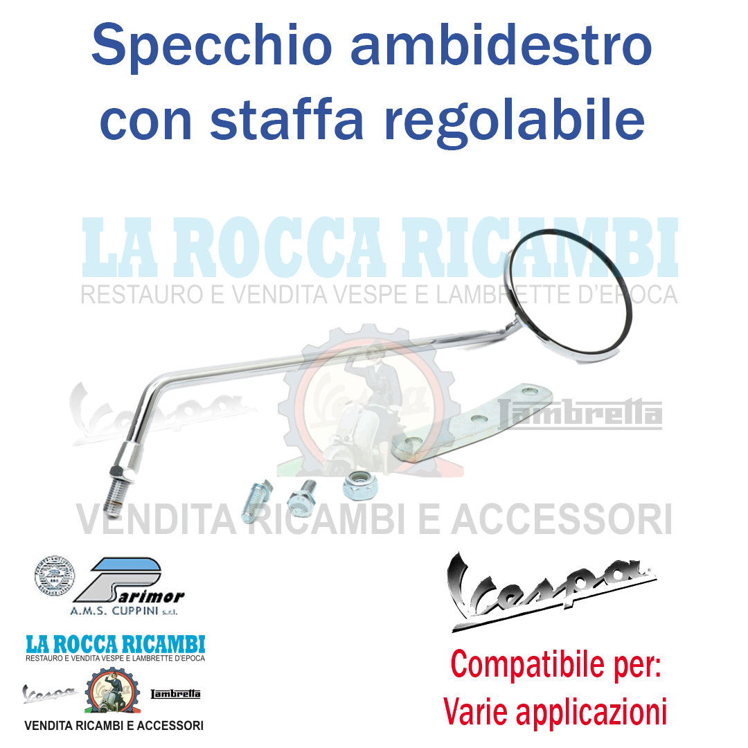 Specchio Cromato Con Staffa Regolabile Ambidestro
