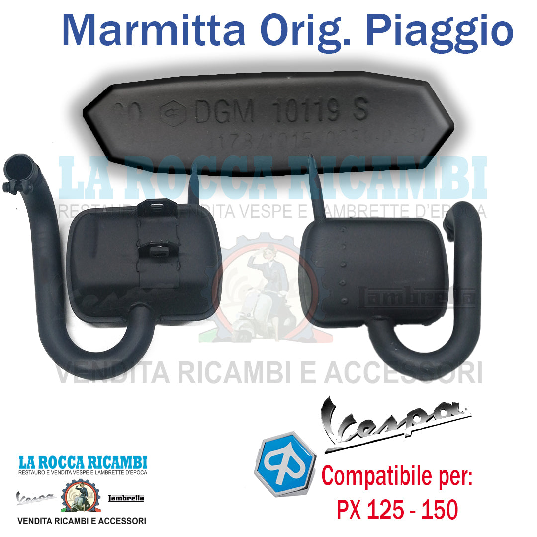Marmitta / Scarico Vespa PX 125 / 150 ORIGINALE PIAGGIO OMOLOGATA DGM 10119S